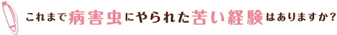 これまで病害虫にやられた苦い経験はありますか?