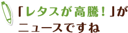 「レタスが高騰!」がニュースですね